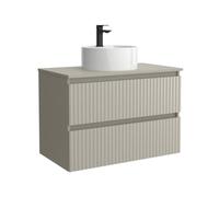 Mueble de Baño Kira 80cm Gris Mate 2 cajones Lavabo sobre encimera 1 poza Porcelana