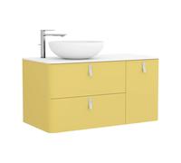 Mueble de Baño Lavabo sobre Encimera Salgar Uniiq 120 cm Amarillo Paja - Sin sifón y sin desagüe / Sin set de patas / Sin espejo de aumento + CR Cromo