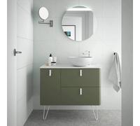 Salgar Mueble de baño Uniiq 90cm con lavabo sobre encimera Verde Bosque - Sifón clicker Cromo/Blanco