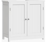 Mueble de baño - Mueble bajo lavabo - 2 puertas - 60 x 30 x 60 cm - Orificio para sifón: 22,5 x 19 cm - Estante interior ajustable - De pie (independiente) - Blanco