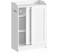 Mueble De Baño, Mueble De Baño Estrecho, Dispensador De Papel Higiénico Y Organizador Para Cepillos De Dientes, Puertas Corredizas, Estante Ajustable