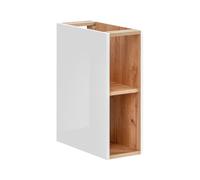 Mueble de baño para encastrar debajo del lavabo, de 20 cm de profundidad, blanco brillante, con acabado en roble dorado