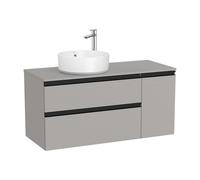 Mueble de Baño para Lavabo Hacia la Izquierda de Gris Mate The Gap 110cm Roca - Sin toallero / Sin conjunto de patas / Sin caja organizadora + Sin caja organizadora + Sin set de 2 colgadores