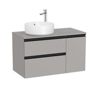 Roca Mueble de baño The Gap 90 cm izq. 1 pta. 2 caj. gris mate con toallero y caja org. sin patas