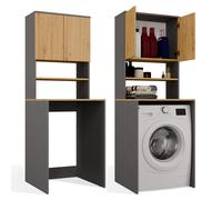 MUEBLE DE BAÑO POLA MULTI Columna para Lavadora Estante ANTRACITA ROBLE ARTISAN