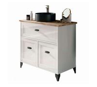 Miroytengo Mueble de Baño Siena con 1 Cajón y 2 Puertas Blanco Soft y Roble Cambrian (Con Lavabo Cerámico) White - light wood - 336.95
