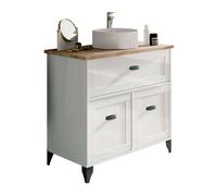 Mueble de baño siena estilo nórdico en color blanco soft y roble cambrian con 1 cajón y 2 puertas (lavabo opcional)