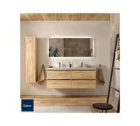 Salgar Mueble de baño Bequia suspendido, doble lavabo 4 cajones, sifón y desagüe, sin estantes