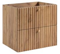 Mueble de baño suspendido con hueco para lavabo, acabado en roble Craft Gold, tiradores en tres colores, dimensiones: 60 x 44,4 x 57 cm