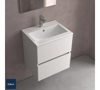 Salgar Mueble de baño suspendido Fussion Line - Blanco mate, lavabo y 2 cajones, 35 cm, con patas