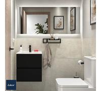 Salgar Mueble de baño suspendido Fussion Line – Lavabo y 2 cajones, Negro mate 38,5 cm