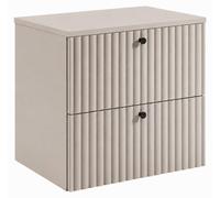 Mueble de baño suspendido con tablero de 60 cm, acabado en "Cachemira" + tablero en "Cachemira", tiradores disponibles en tres colores, dimensiones: 60 x 44,4 x 58,6 cm