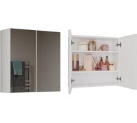 Mueble de baño suspendido Pola 2DL con puertas espejo – compacto y moderno | Color: Blanco | Dimensiones: 60x60x22 cm