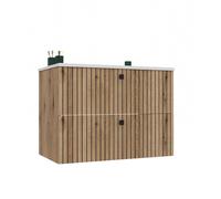 MUEBLE DE BAÑO TIGO 80 2C ROBLE EVOKE FRENTE RANURADO + LAVABO