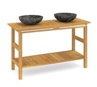 Mueble de baño vidaXL con lavabo de mármol y encimera de madera maciza de teca