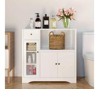 Mueble de cocina con espacio para microondas, estantes ajustables y puertas, ideal para comedor, color blanco