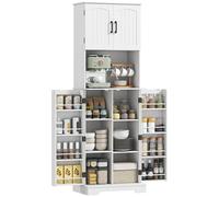 Mueble de cocina HOMCOM tipo buffet, armario de cocina con 4 puertas, vajilla, 8 especieros, estantes ajustables, mueble para cocina