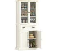 Mueble de cocina tipo buffet HOMCOM, armario de cocina con almacenamiento, 4 puertas, incluyendo 2 puertas con cristales y 1 cajón, altura cm, con estante