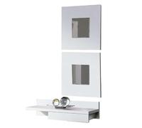 Mueble De Entrada Recibidor Cajún Con 2 Espejos Color Blanco 70cm