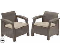 Mueble de jardín Keter Corfu, juego de dos sillones en color cappuccino
