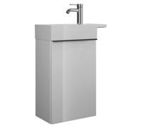 Mueble de lavabo mineral artificial Burgbad Yumo, con mueble bajo lavabo de 50,5 cm, versión para la izquierda