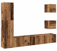 Mueble de pared para televisión – mueble para TV – mueble multimedia – aspecto de madera envejecida – diseño que ahorra espacio – gran capacidad de almacenamiento