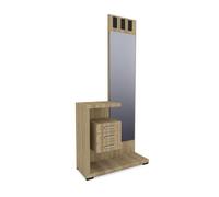 Due-Home Mueble de recibidor Prisma Cambria con espejo y 3 cajones 85×27,9×185 cm