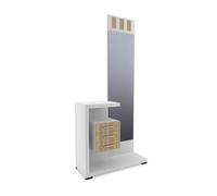 Due-Home Mueble de recibidor Prisma Cambria con espejo y 3 cajones Blanco