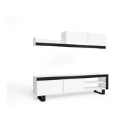 Mueble de Salón Skraut Home, Para Comedor y Salón, Conjunto de Muebles, Almacenaje adicional, Estilo Moderno, Color Blanco/Negro o Roble/Negro 180x40x200cm, Con o sin patas