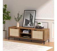 Mueble de televisión de 150 cm, con 2 puertas, 2 compartimentos, estilo rústico, color roble