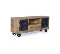 Mueble de television en madera de mango y metal natural