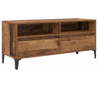 Mueble de televisión rústico de madera y hierro con espacio de almacenamiento