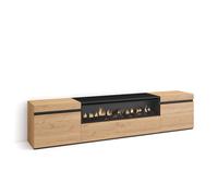 Mueble de Televisión Skraut Home en melamina de alta calidad, 203x35x45cm, Fuego led efecto 3d Oak and black - center