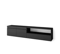 Skraut Home, Mueble de Televisión en melamina de alta calidad, 203x35x45cm, Ideal para Dispositivos Electrónicos, Estilo Moderno Elegante Black - c