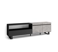 Mueble de Televisión Skraut Home en melamina de alta calidad con 3 puertas, 203x35x57cm, Veteado de madera, Tacto poroso Cement - a
