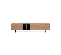 Mueble de tv 3 puertas y 2 baldas 195cm - acabado madera clara y negro