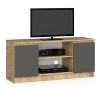 Mueble de TV AKORD Roble Artisan 120 cm 2 puertas frente en color Grafito Gris 2 estantes 120x40x55 cm