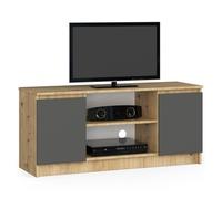 Mueble de tv akord roble artisan 120 cm 2 puertas frente en color grafito gris 2 estantes 120x40x55 cm