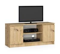 Mueble de tv akord roble artisan 120 cm 2 puertas frente en color roble artisan 2 estantes 120x40x55 cm
