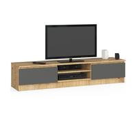Mueble de tv akord roble artisan 160 cm 2 puertas frente en color grafito gris 2 estantes 160x40x33 cm