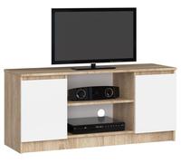 Mueble de tv akord roble sonoma 120 cm 2 puertas frente en color blanco 2 estantes 120x40x55 cm