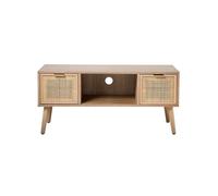 Mueble de TV con 2 cajones y frentes de ratán, 100 cm de ancho - MIYA