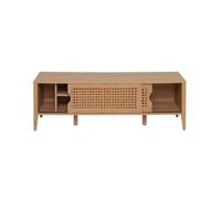 Calicosy - Mueble de TV con 2 puertas correderas acabado ratán
