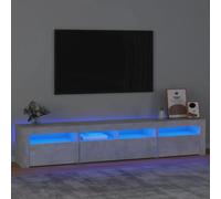 Mueble de TV con luces LED gris hormigón 210x35x40 cm