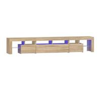 vidaXL Mueble de TV con Luces LED Aparador Armario Auxiliar Soporte Consola Televisión Sala Almacenamiento Mueble Salón Casa Hogar Roble Sonoma