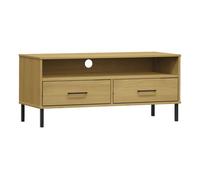 Mueble de tv con patas de metal oslo madera maciza pino marrón
