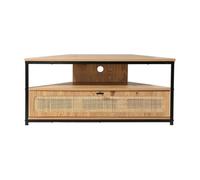 Calicosy - Mueble de TV esquinero con 1 puerta abatible, cannage de ratán - Decoración de madera - paneles de partículas - patas de metal - salón o dormitorio - estilo exótico y natural - 100 x 30 x