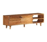 Mueble de TV de madera maciza de acacia con acabado miel 140 x 30 x 40 cm