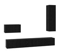 Mueble De Tv De Pared 4 Pcs Roble Negro Madera Contrachapada Vidaxl