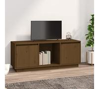 Mueble de TV de salón, biblioteca, estante, dormitorio, salón, mueble TV, marrón, miel, 110,5 x 35 x 44 cm, de pino macizo, adecuado para salón, dormitorio
